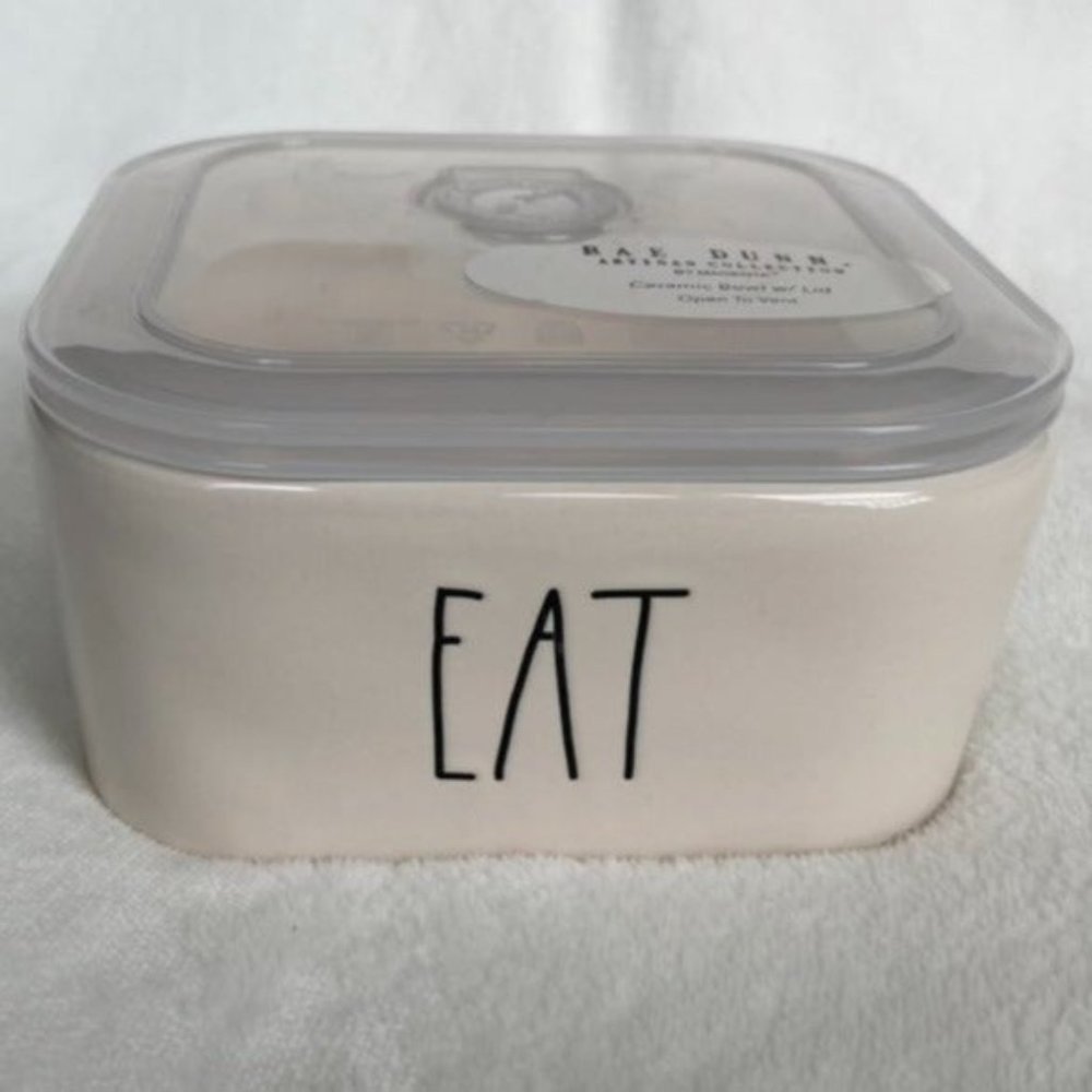 Rae Dunn EAT Ceramic Bowl with Lid